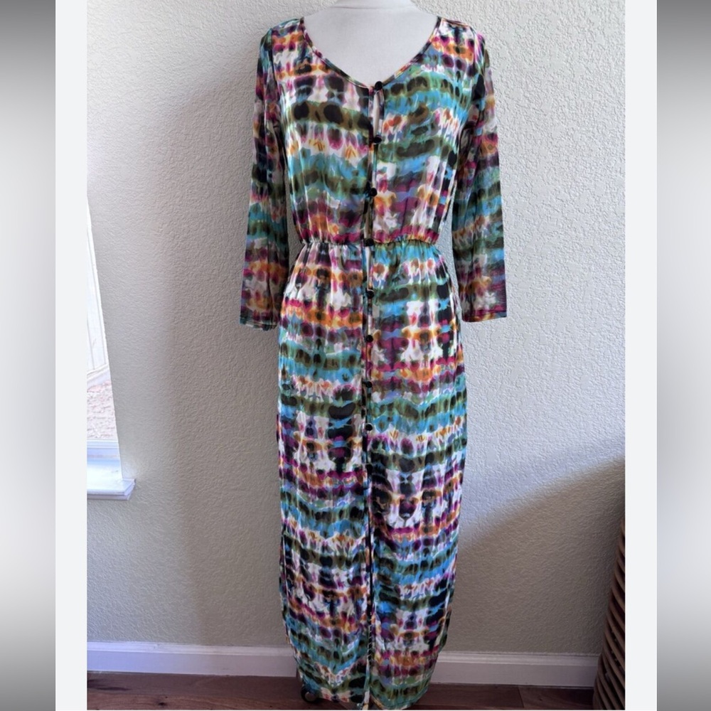 Colorful mesh long cover up dress for women - Picture 3 of 5